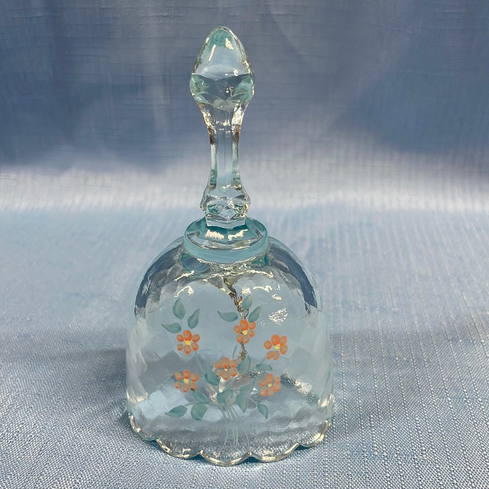 Fenton Blue Diamond Optic Hand-painted artist Farley